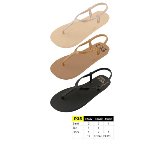 P35 - Tongs Femmes - du 36 au 41 - 3 couleurs - 12 paires